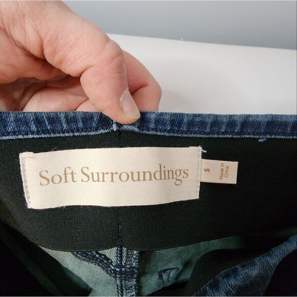 Soft Surroundings Pull On Jeans Small Blue Denim Stretch Skinny Leg High Rise - Picture 6 of 6